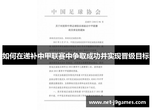 如何在递补中甲联赛中争取成功并实现晋级目标